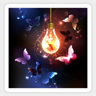 Bulb with Night Butterflies Sticker